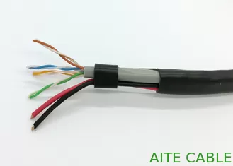 China Red siamesa de CAT5E con el cable de Lan de la chaqueta de PVC de RoHS del cable del CCTV del poder 12/24V proveedor