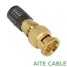 China Copper and Golden Plated Compression BNC Male CCTV Coaxial Connector with a Pin supplier