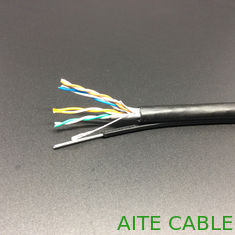Chine Câble LAN Extérieur de réseau d'UTP CAT5E avec du PE résistant UV de fil tordu par messager en acier avec le PVC fournisseur