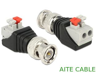 China DC Power Plug Screw On BNC Male CCTV Coaxial to CAT5E Connector Camera Terminal supplier